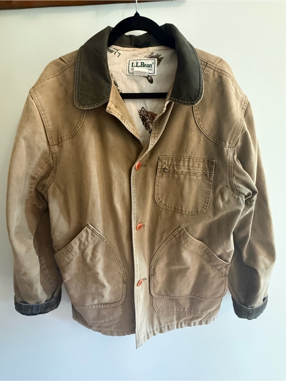 Vintage L.L.Bean Field / Barn Coat with Wildlife Print Lining